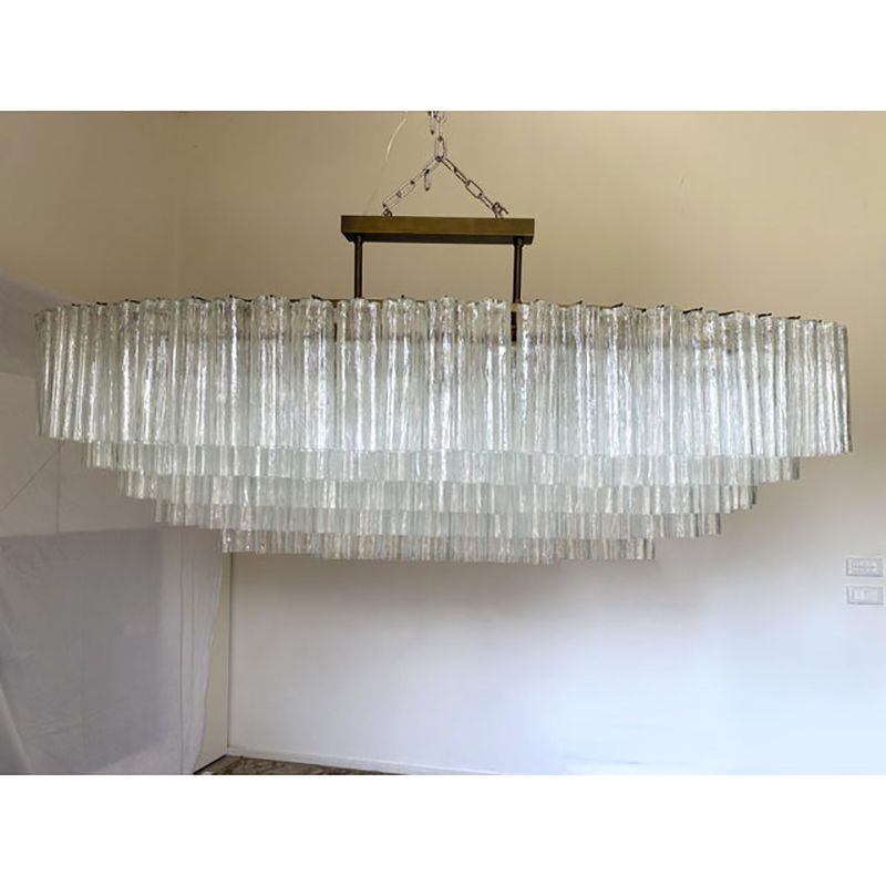 Contemporary Oval "Tronchi" Murano Glass Chandelier In Venini Style photo for sale
