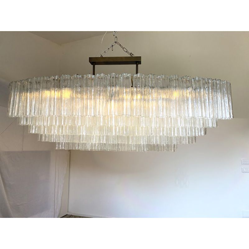 Contemporary Oval "Tronchi" Murano Glass Chandelier In Venini Style photo 15900.0