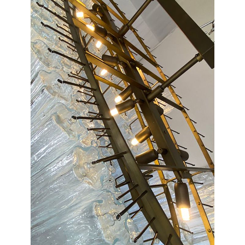Contemporary Oval "Tronchi" Murano Glass Chandelier In Venini Style photo vintage