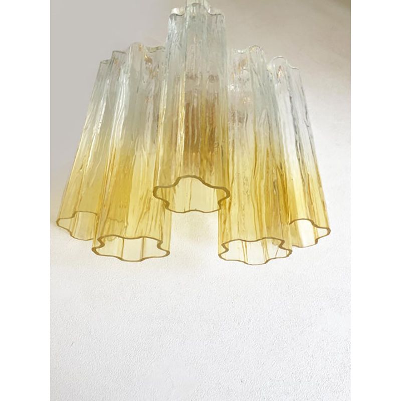 Pair Of Vanished Clear Amber "Tronchi" Murano Glass Wall Sconces In Venini Style photo for sale