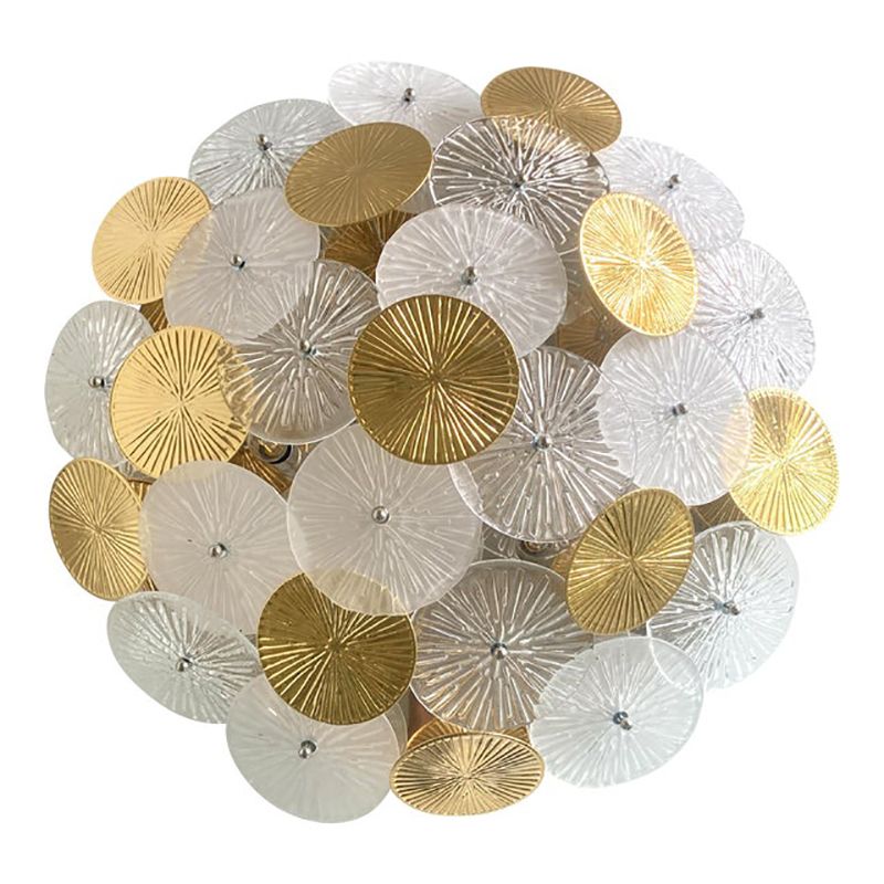 Contemporary Water Lily Brass And Murano Glass Sputnik Flush Mount