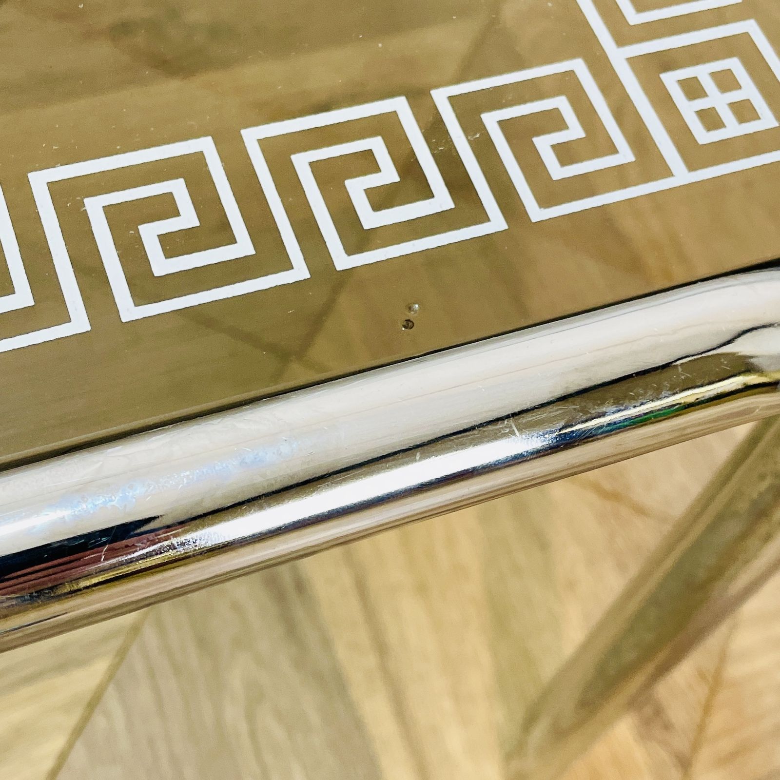 Vintage Italian Smoked Glass + Chrome Coffee Table With Detailed Top, 1970s photo buy