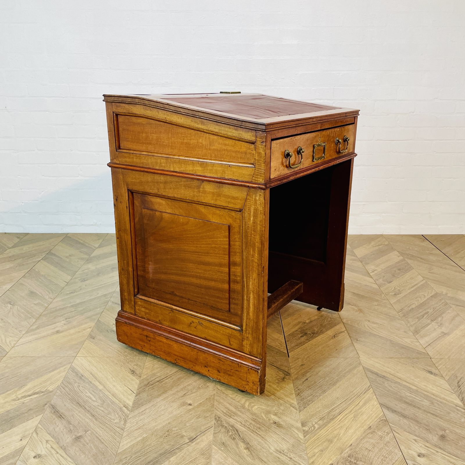 photo for sale Antique English Oak Davenport Desk On Castors, Circa 1900s