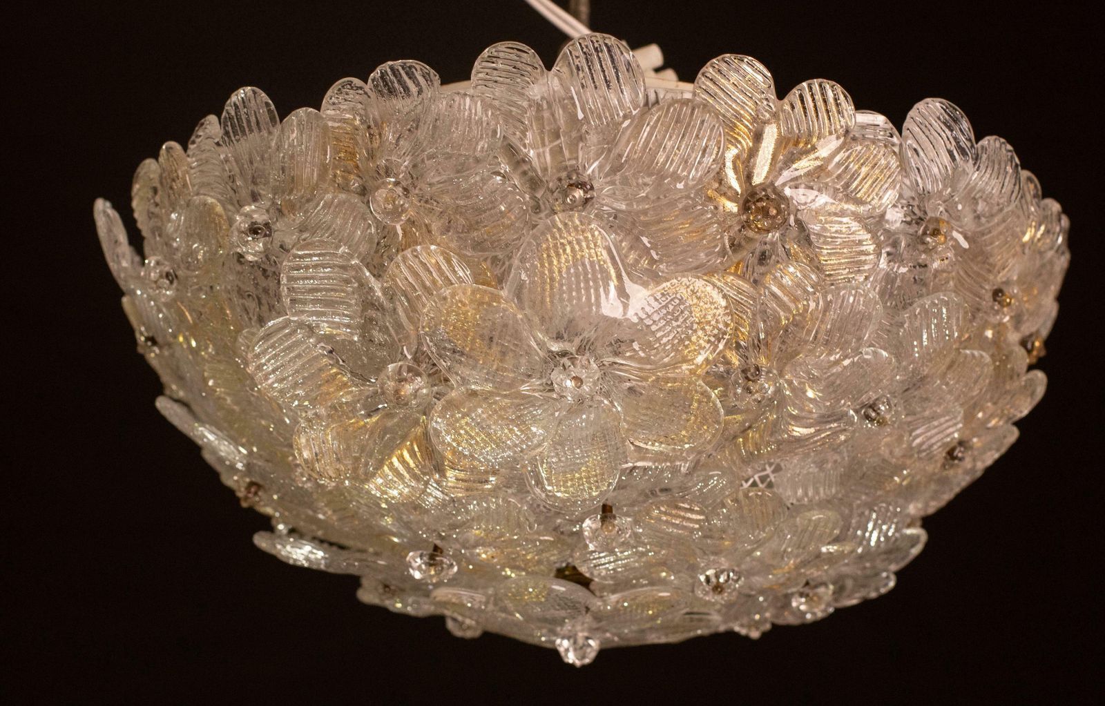 1481.0 Murano Ceiling Light Gold And Traspare Flower By Seguso For Venini, Italy, 1960s photo