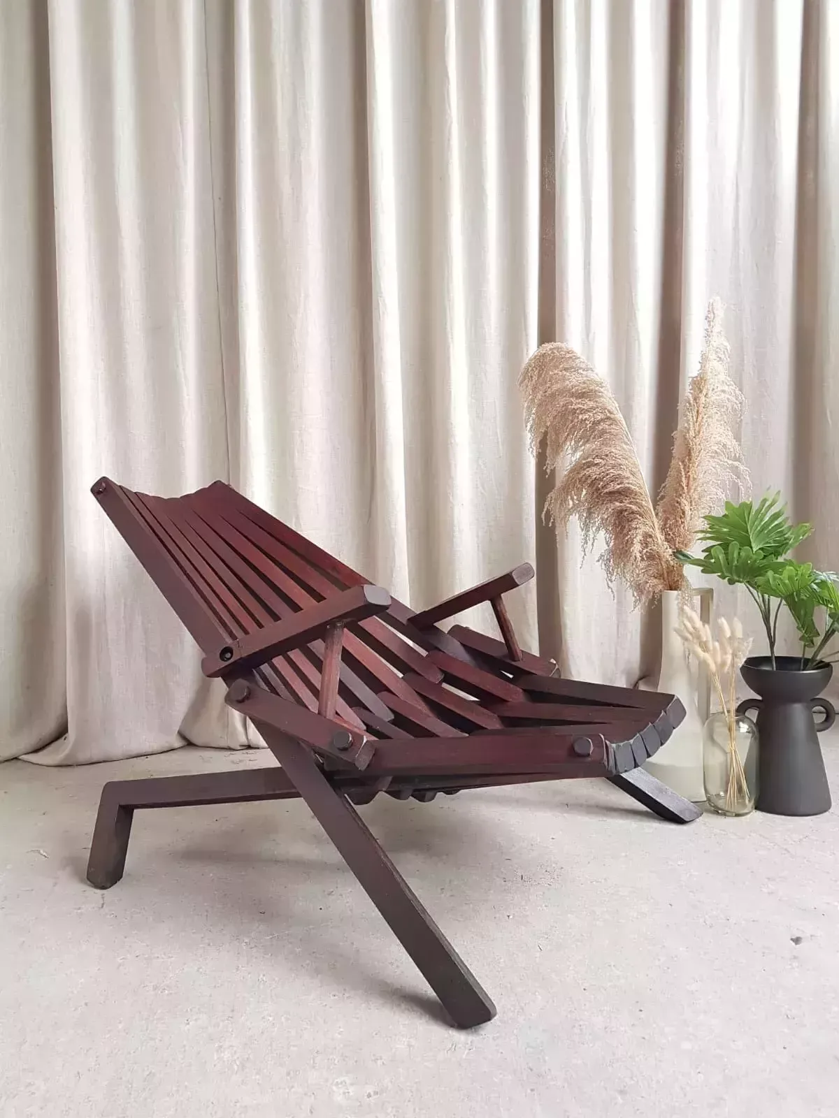 Vtg Mid Century Solid Mahogany Danish Scandi Lounger Chair Retro Modernist R529 photo furniture