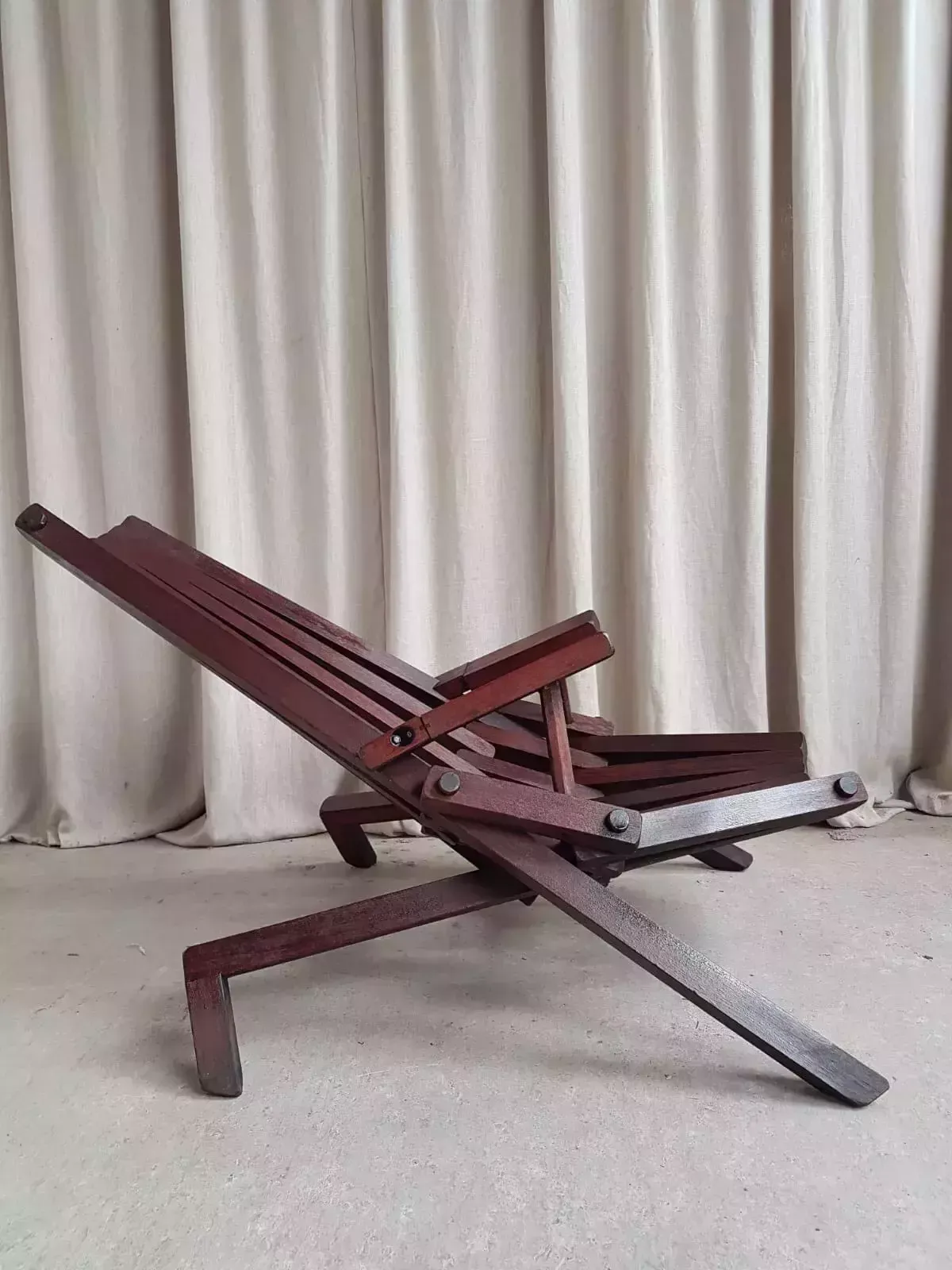 Furniture Vtg Mid Century Solid Mahogany Danish Scandi Lounger Chair Retro Modernist R529 photo