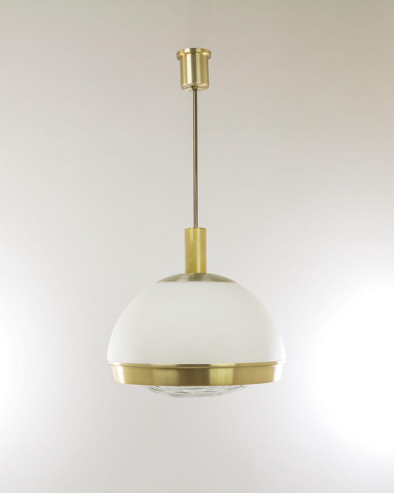 Brass Pendant With Faceted Glass By Pia Guidetti Crippa For Lumi Milano, 1960s photo for sale