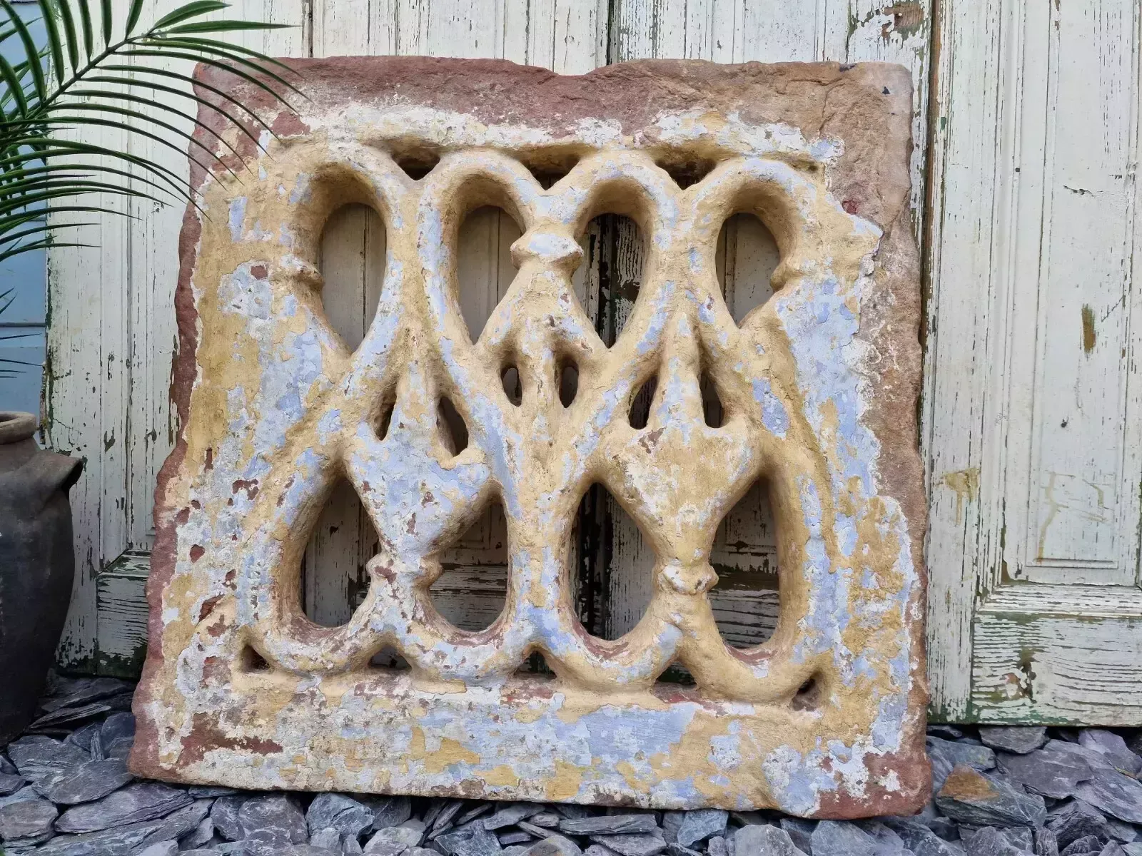 Antique Indian Hand Carved Stone Jhali Ventilation Window Home Garden Decor photo furniture