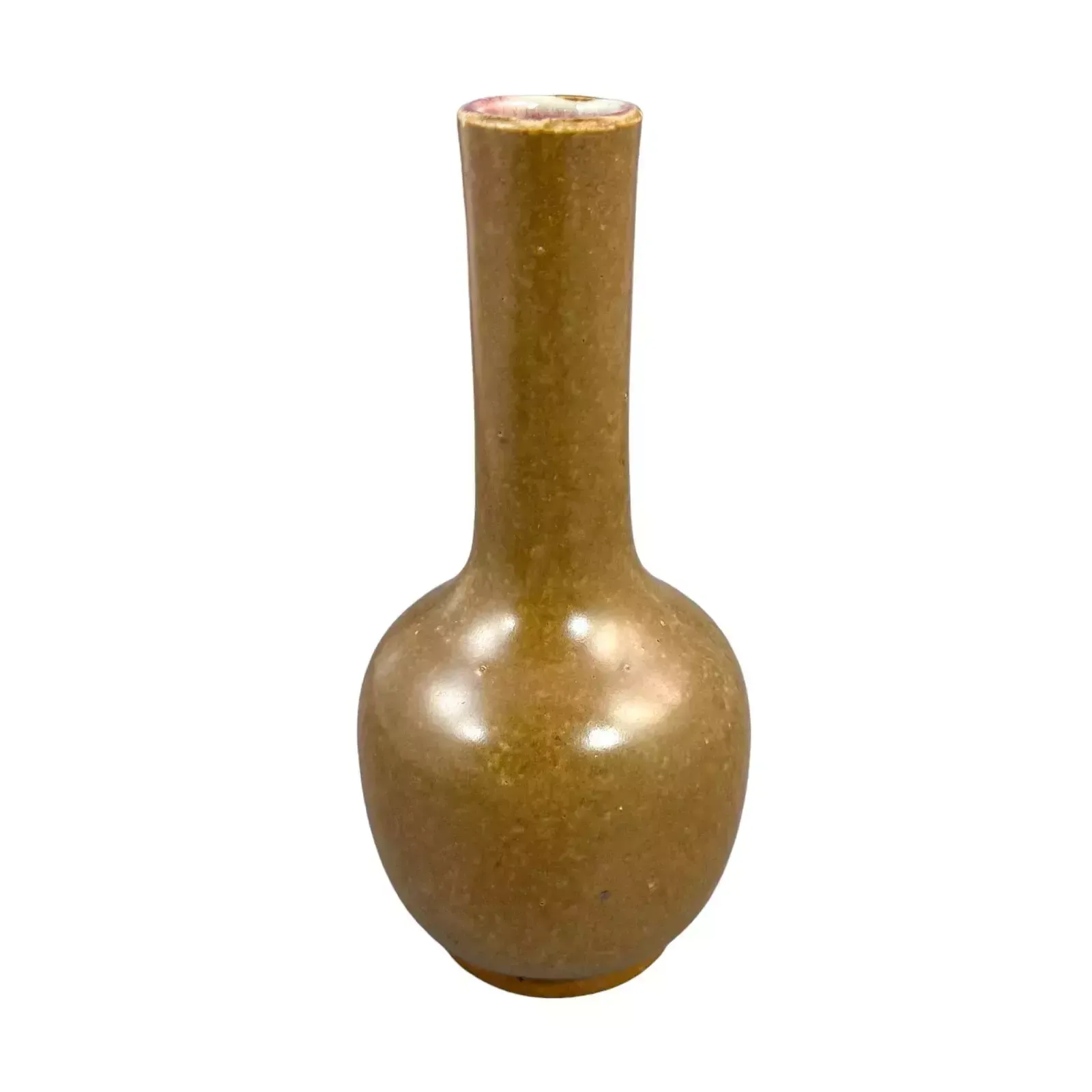 Antique Chinese 19th Century Brown Tea Dust Glaze Vase, Long Neck, Bulbous Belly photo Home Decor