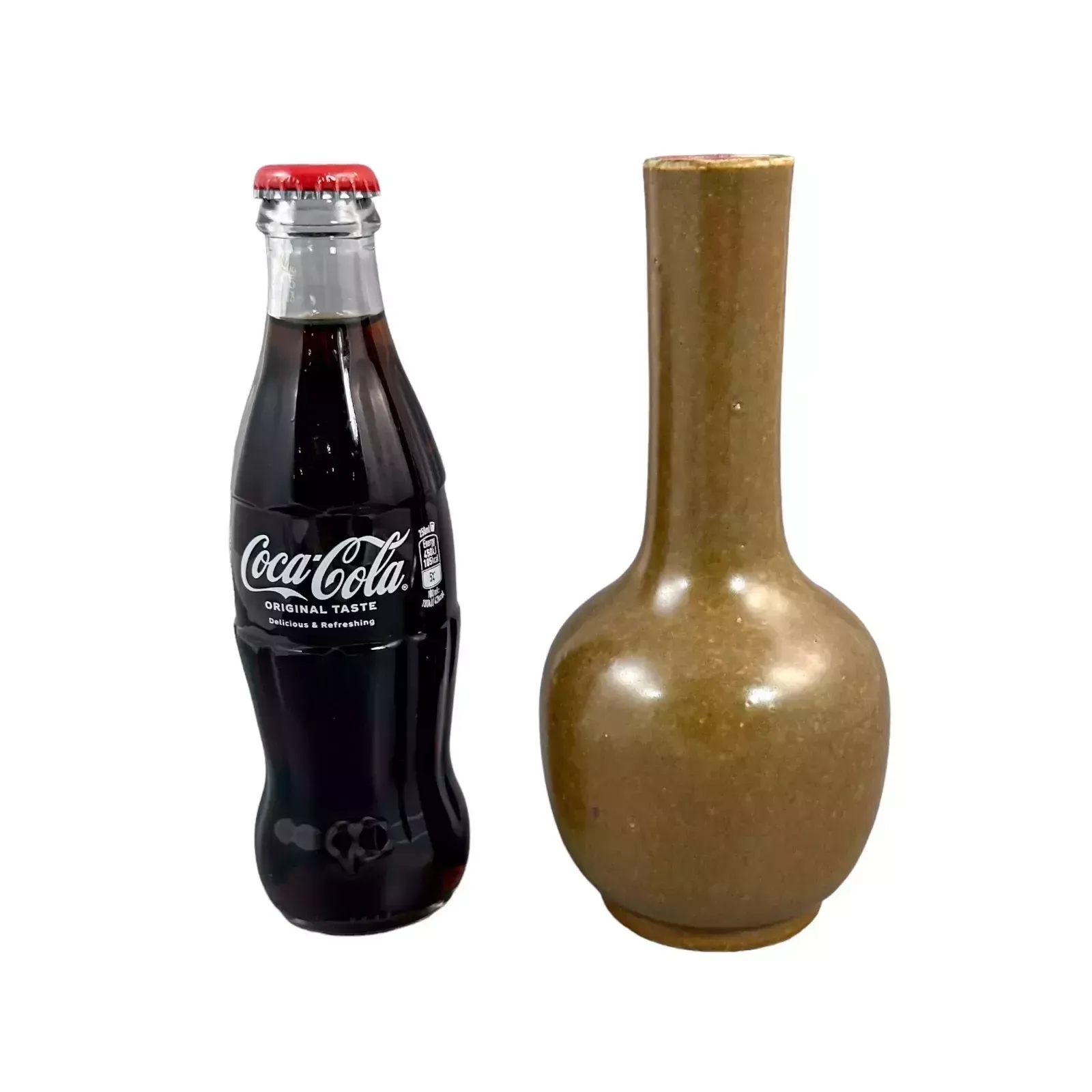 Antique Chinese 19th Century Brown Tea Dust Glaze Vase, Long Neck, Bulbous Belly photo 600.0