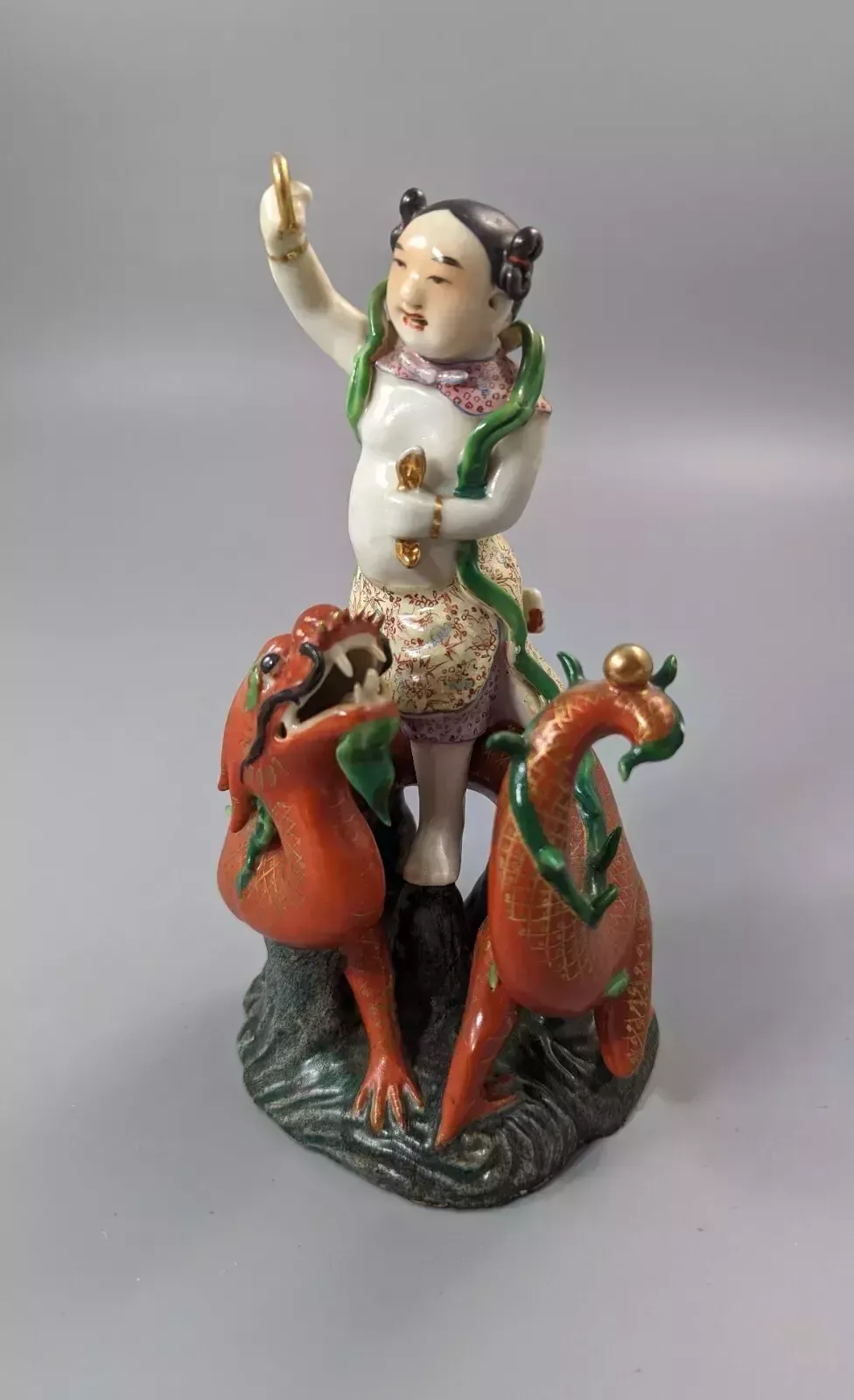 Chinese Famille Rose Figure Of Nezha, C.19 Th photo Home Decor