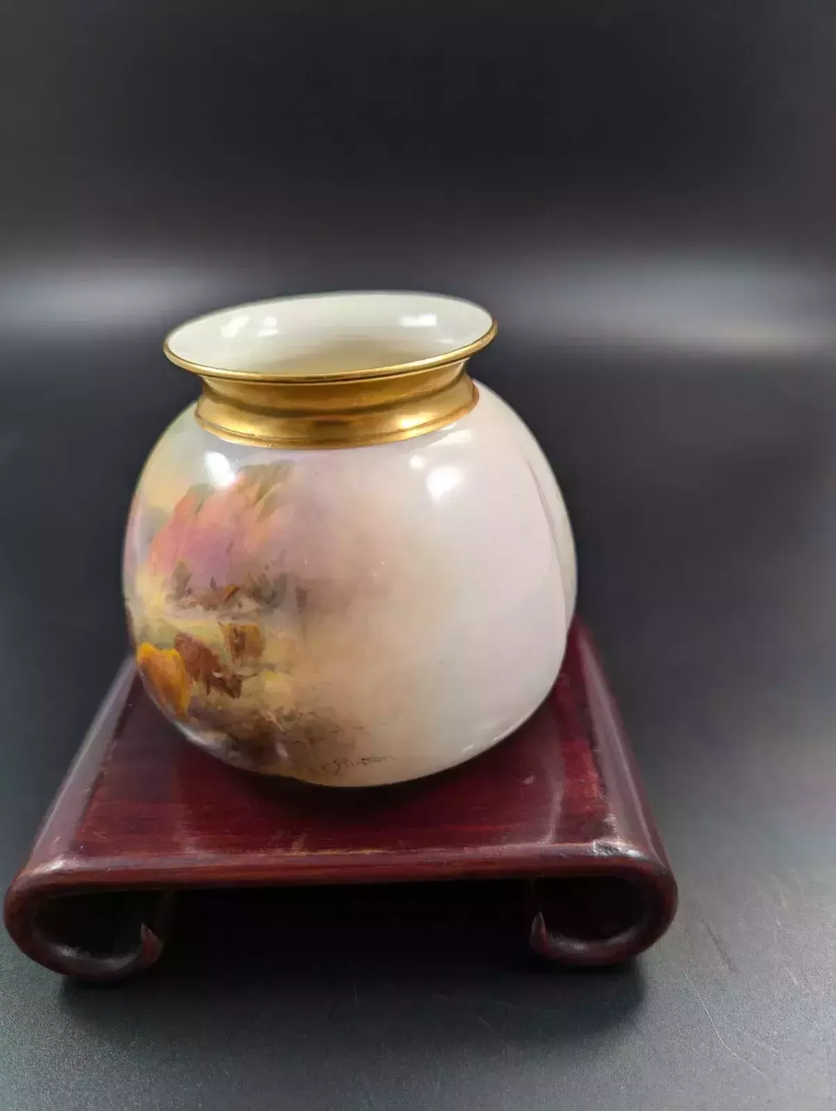 A Pair Of Royal Worcester Vases Painted With Highland Cattle By Harry Stinton photo Home Decor
