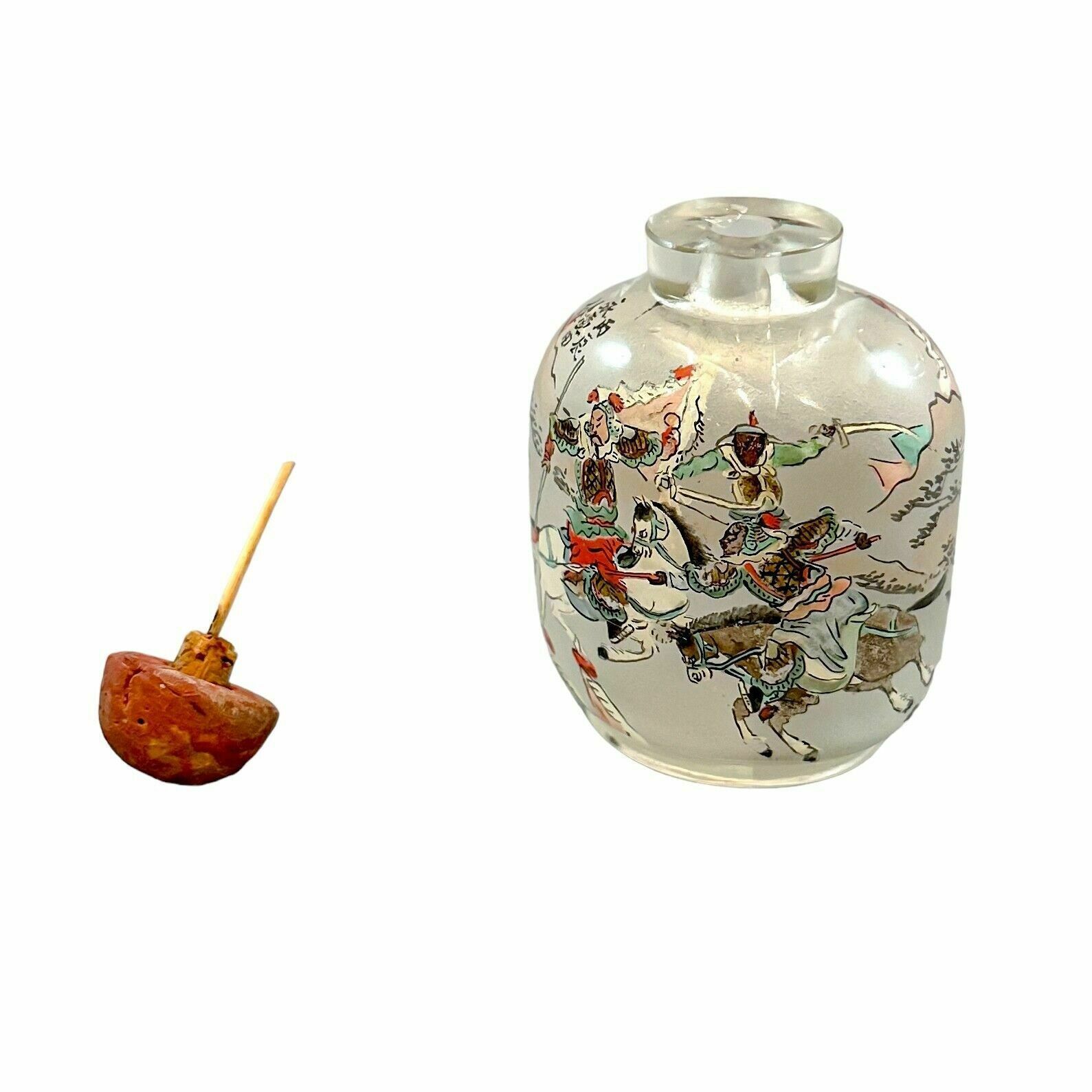 Chinese Qing Dynasty Yong Shoutian Glass Snuff Bottle; Romance Of Three Kingdoms photo vinterior