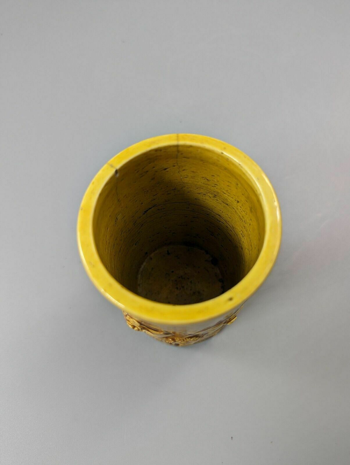 photo for sale Chinese Yellow Glazed Brushpot, Daoguang Period (1821 1850)