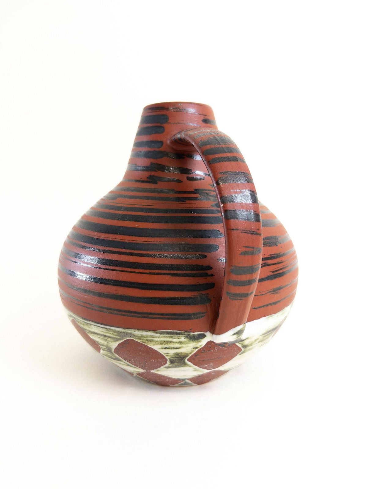 Earthy Dümler And Breiden Vase With Handle, 388 16   West German Pottery   Mid Century Modern Vase photo 57.0