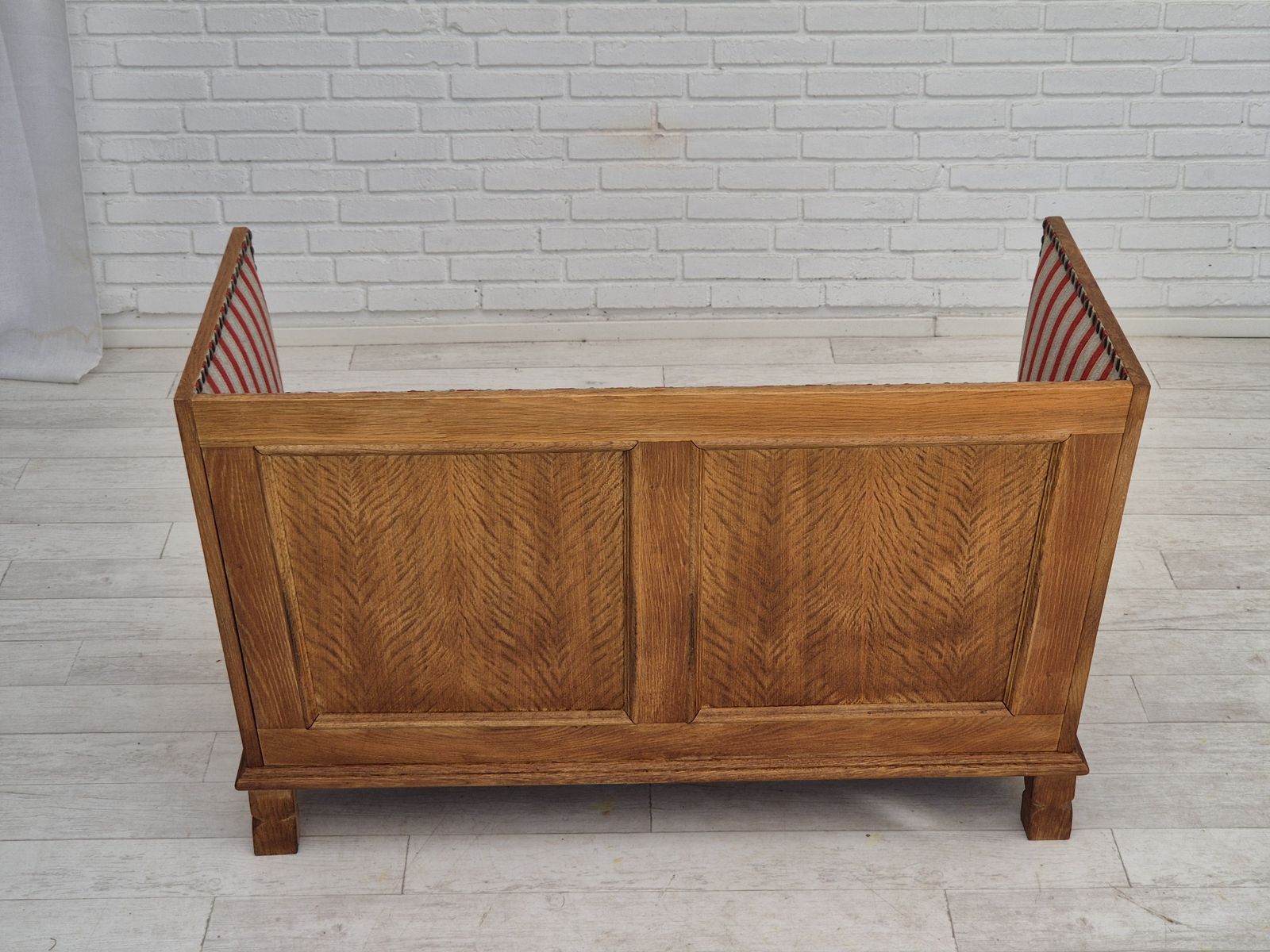 photo for sale 1960s, Danish 2 Seater Sofa, Furniture Wool, Oak Wood, Orginal Condition.