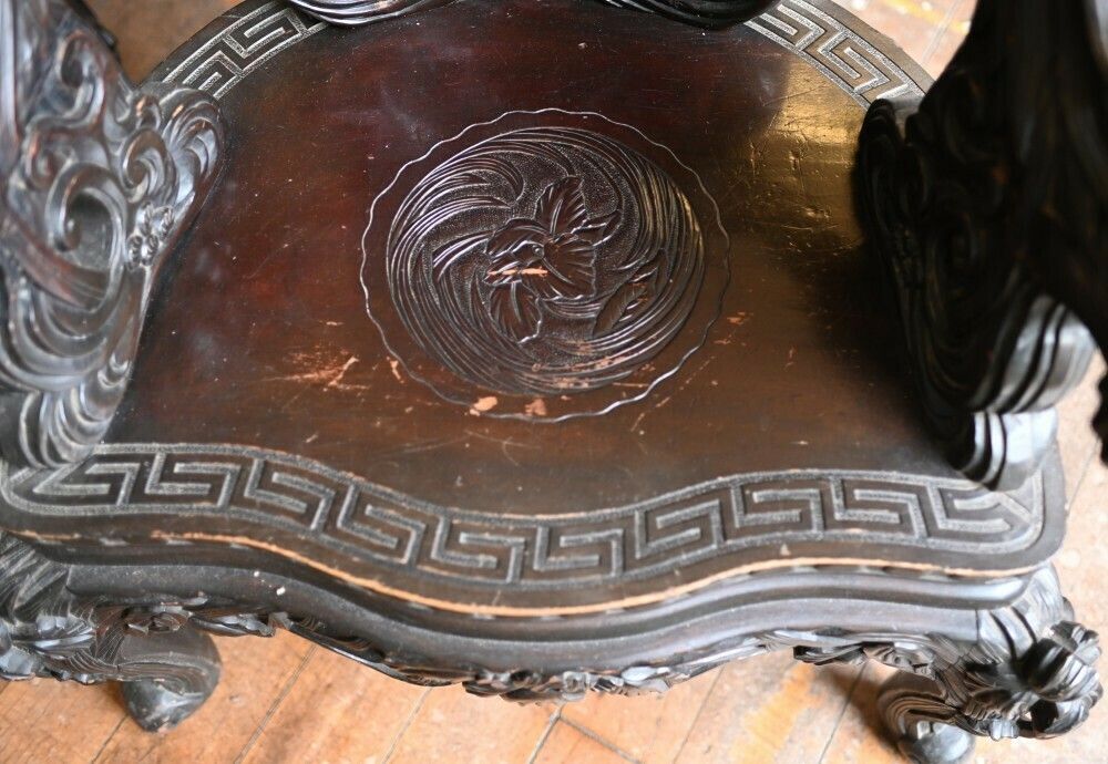 Pair Chinese Qing Arm Chairs Hand Carved 19th Century photo vinterior