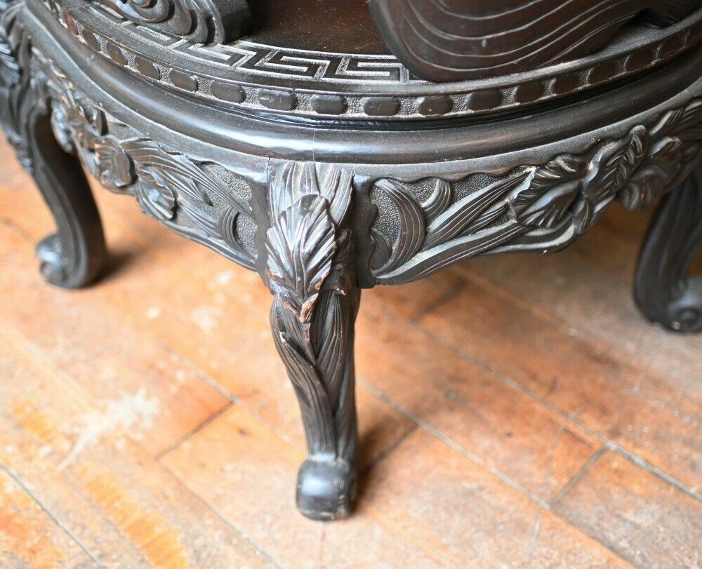 photo furniture Pair Chinese Qing Arm Chairs Hand Carved 19th Century