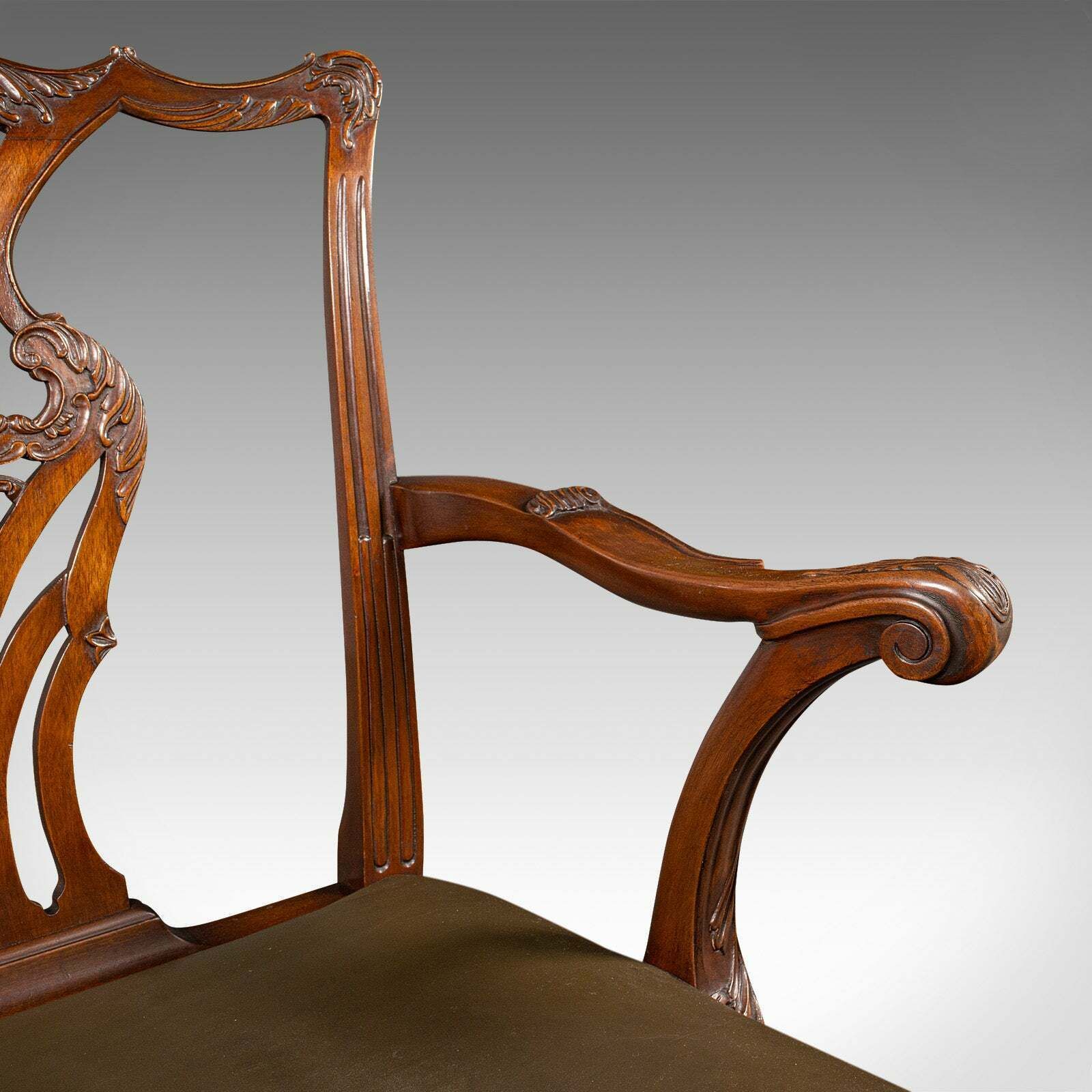 photo furniture Antique Gentleman's Drawing Room Armchair, English, Chippendale Taste, Victorian
