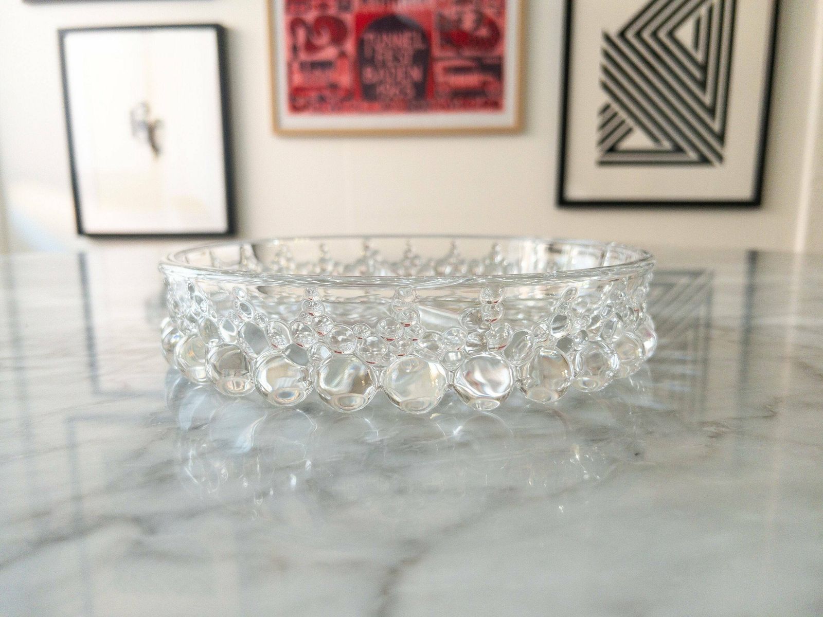 Retro 1960s Walther Crystal Glass Appetiser Plate   Glass Bubble Serving Platter   Made In West Germany photo furniture