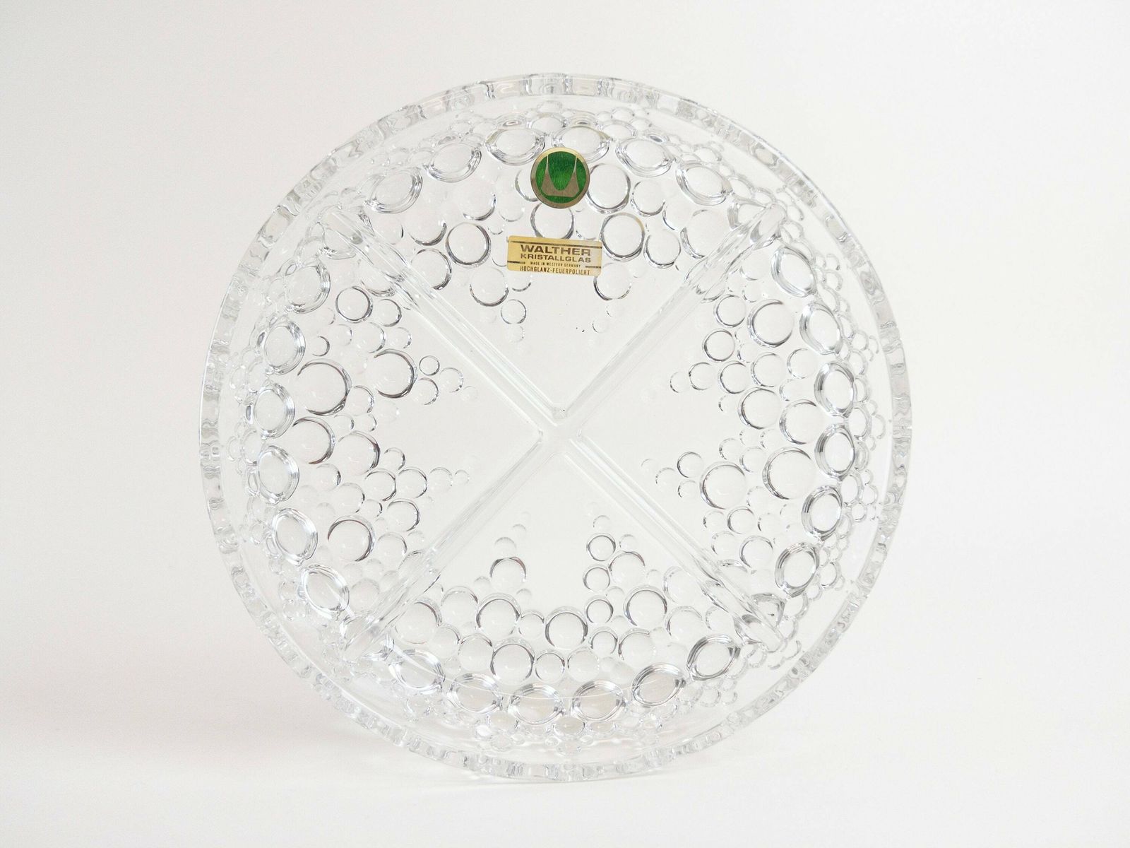 Retro 1960s Walther Crystal Glass Appetiser Plate   Glass Bubble Serving Platter   Made In West Germany photo 92.0