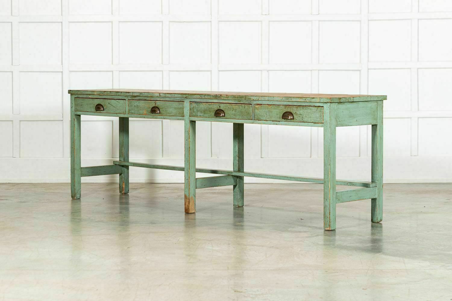 Monumental 19thc English Painted Pine Dresser Base / Console photo for sale
