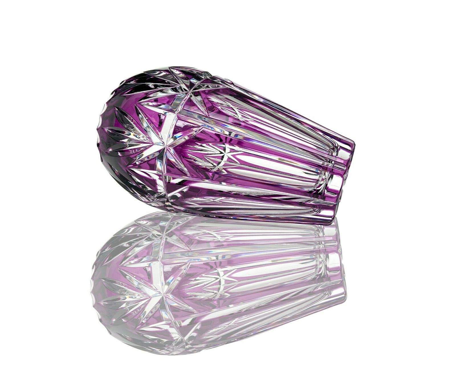 Crystal Purple Vase | Flower Holder | Color Overlay Lilac, Lavender | 1pcs photo for sale
