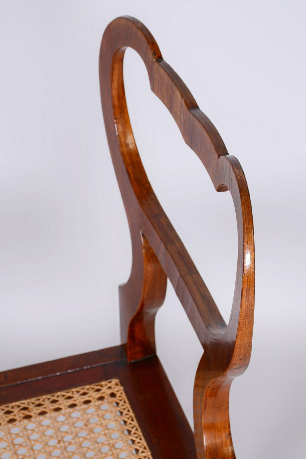 Restored Biedermeier Chair, Walnut Vener, Rattan, Polish, Austria, 1830s photo 450.0