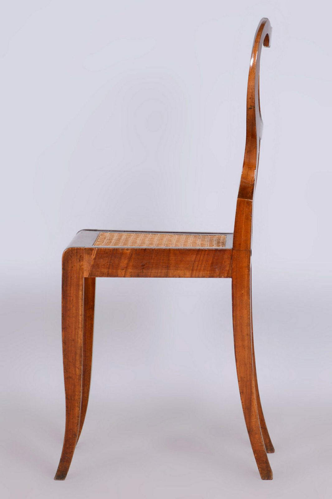 Restored Biedermeier Chair, Walnut Vener, Rattan, Polish, Austria, 1830s photo vinterior