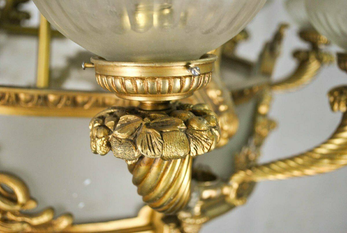 Lighting Huge Chandelier In Bronze And Glass, 20th Century photo