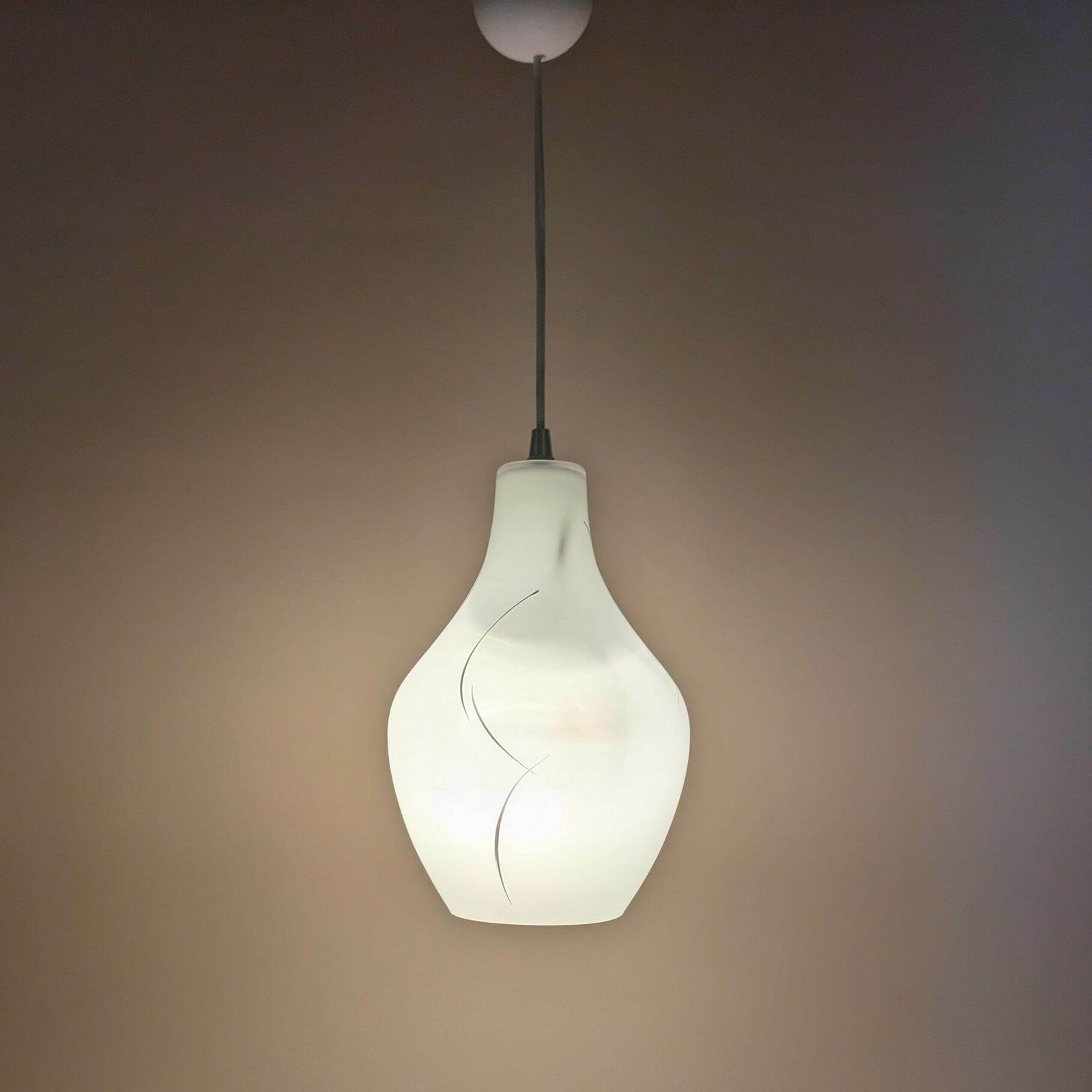 Vinateg Scandinavian White Opaline Glass Ceiling Pendant Light, 1960s White And Silver Drop Light photo for sale