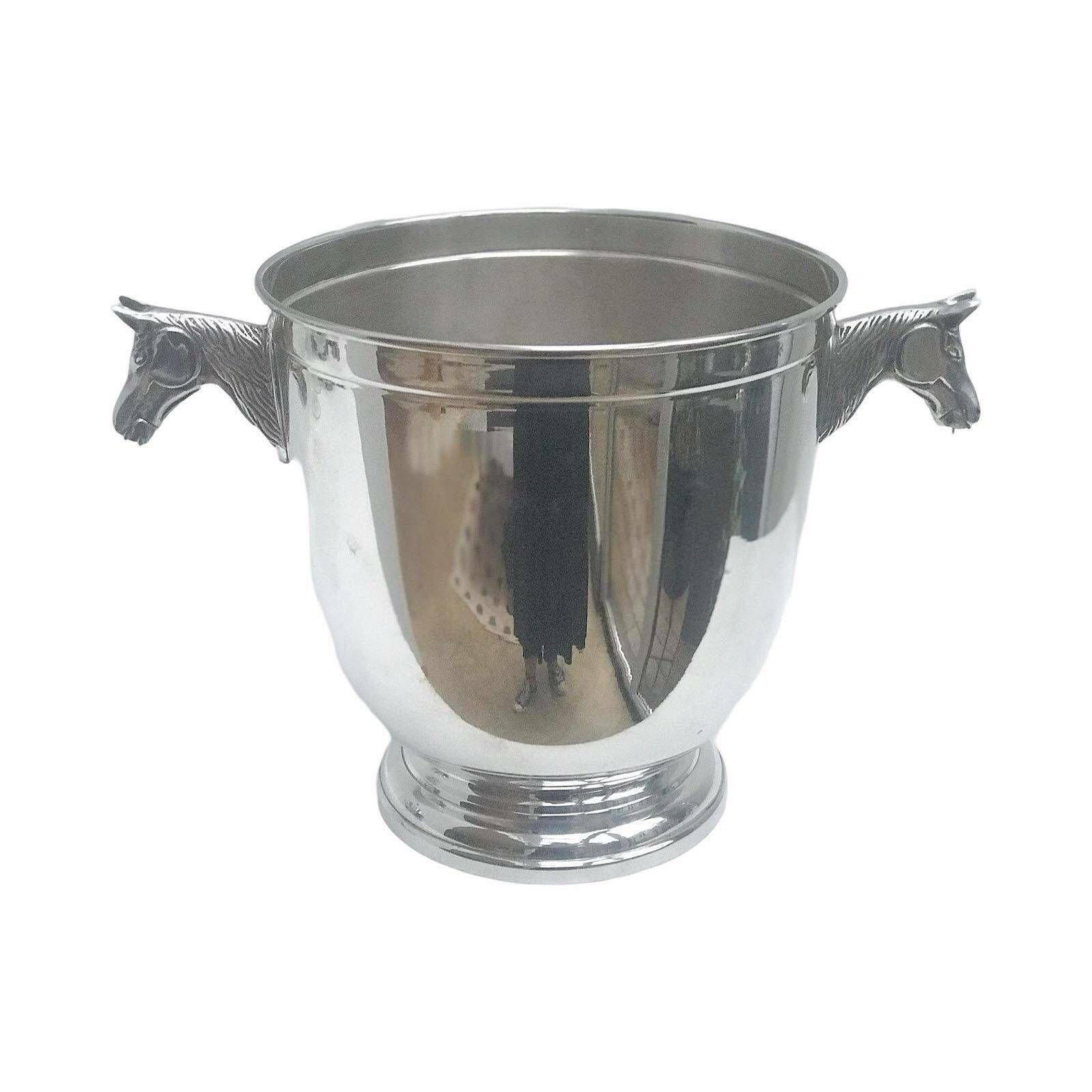 Champagne Bucket Silver Plated Horse Head Handles Decor Bar Cart Christmas Table Wine Chiller Cooler Gift For Wedding Equestrian Man Cave