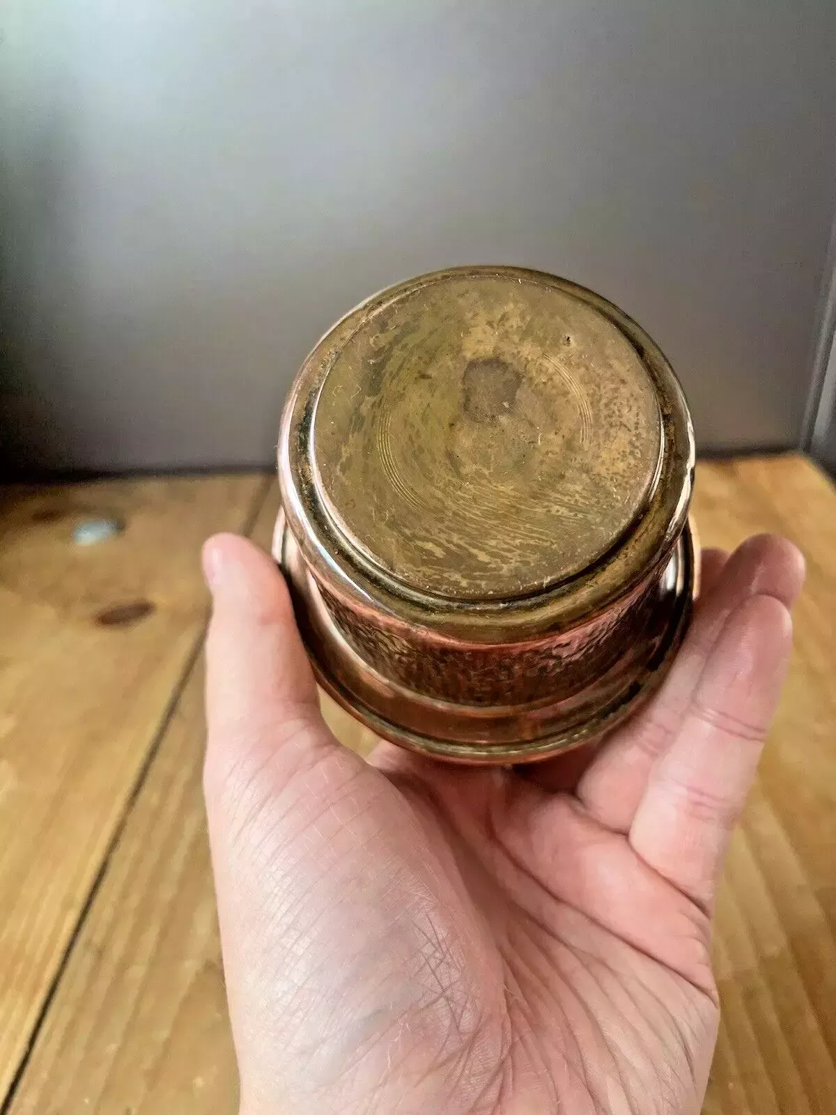 photo furniture Small Antique Arts & Crafts Copper Acorn Textured Planter Flower Herb Plant Pot
