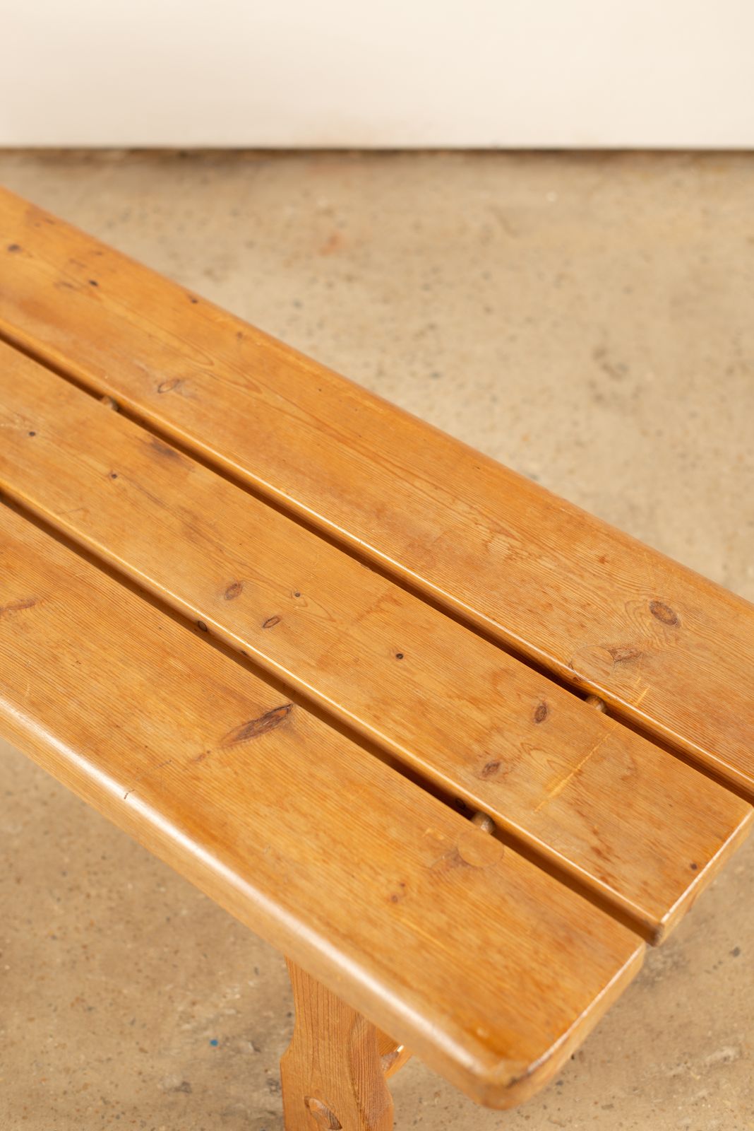 Mid Century Slatted Pine Bench France C1960 photo furniture