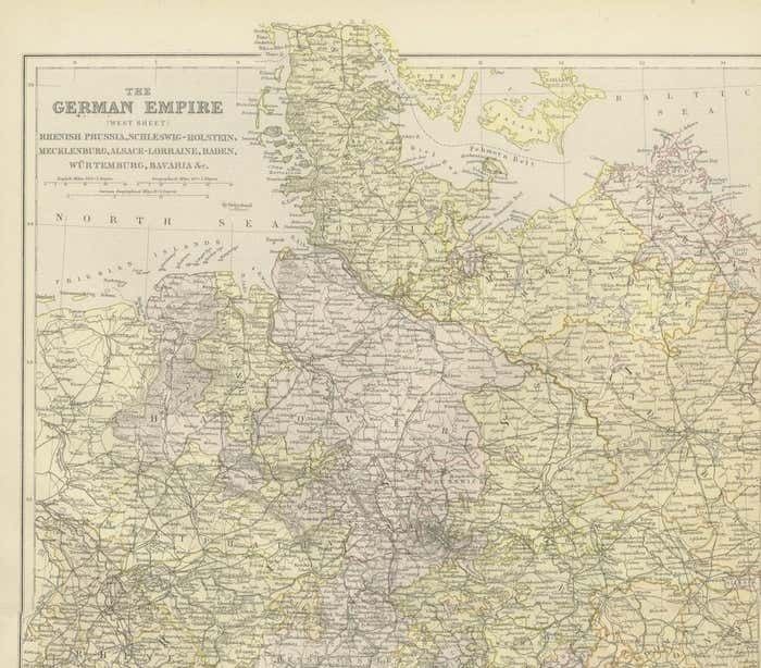 Antique Map Of The German Empire (West Sheet), 1882 photo Art