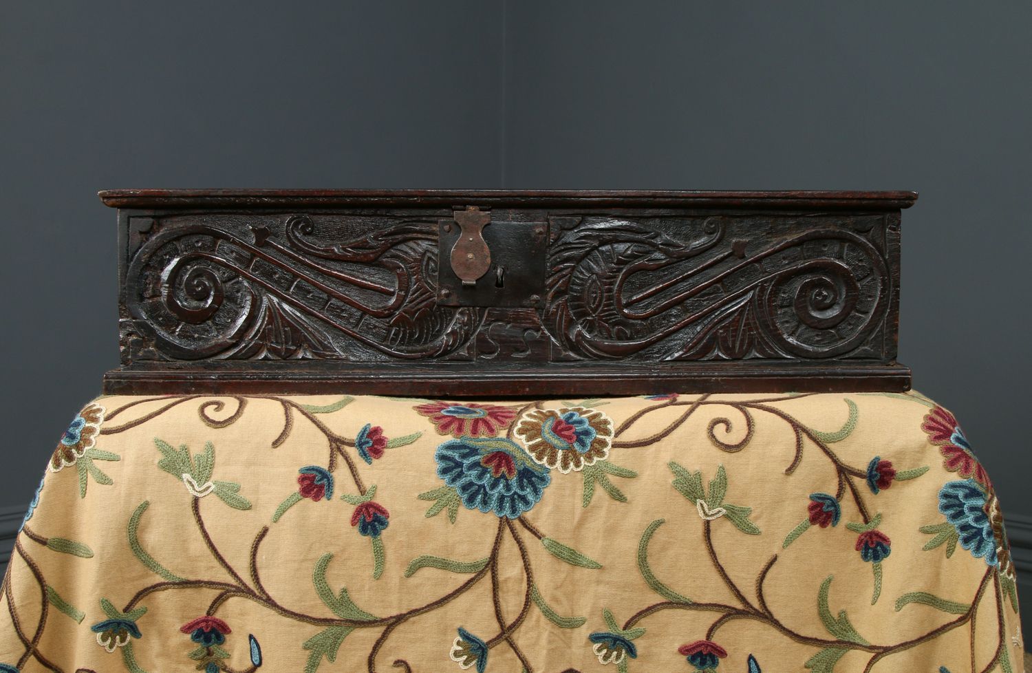 English 17th Century Charles II Oak Carved Bible Box  (Circa 1680) photo buy