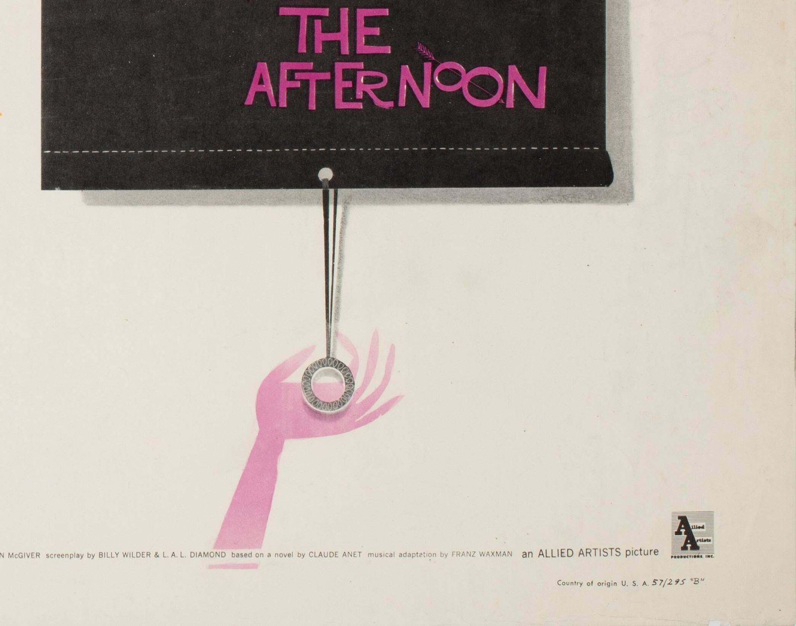 Love In The Afternoon 1957 Us 1/2 Sheet Film Poster, Saul Bass photo vinterior