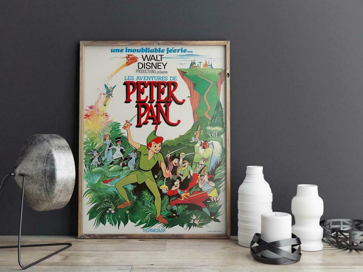 Peter Pan 1970s French Petite Film Movie Poster, Disney photo furniture