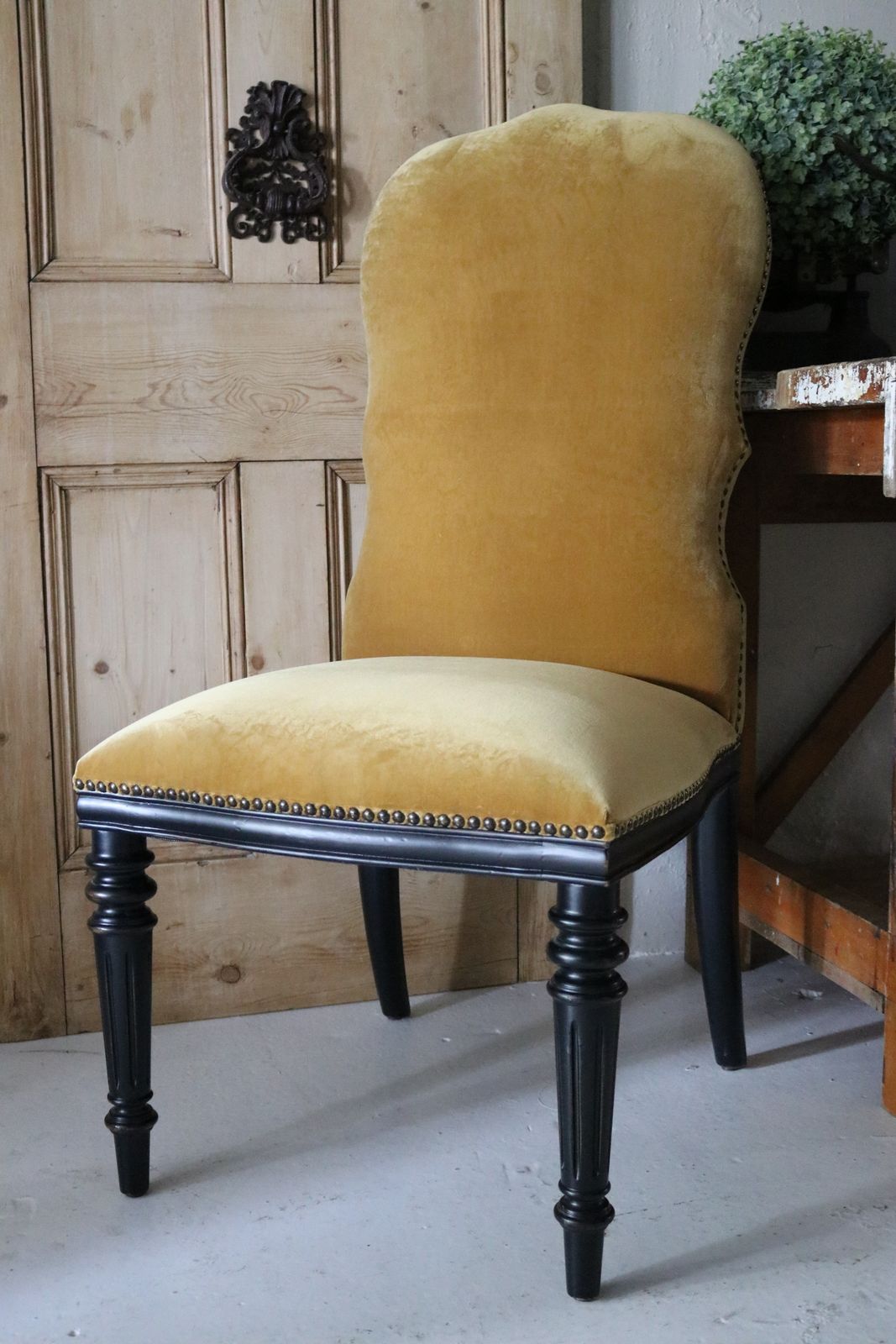 4 X India Jane Gold Velvet Dining Chairs photo furniture