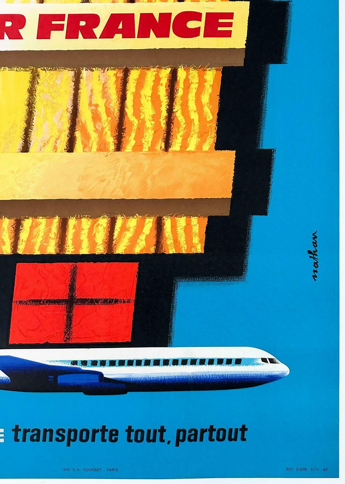 Air France 1962 Airline Advertising Poster, Nathan photo vinterior