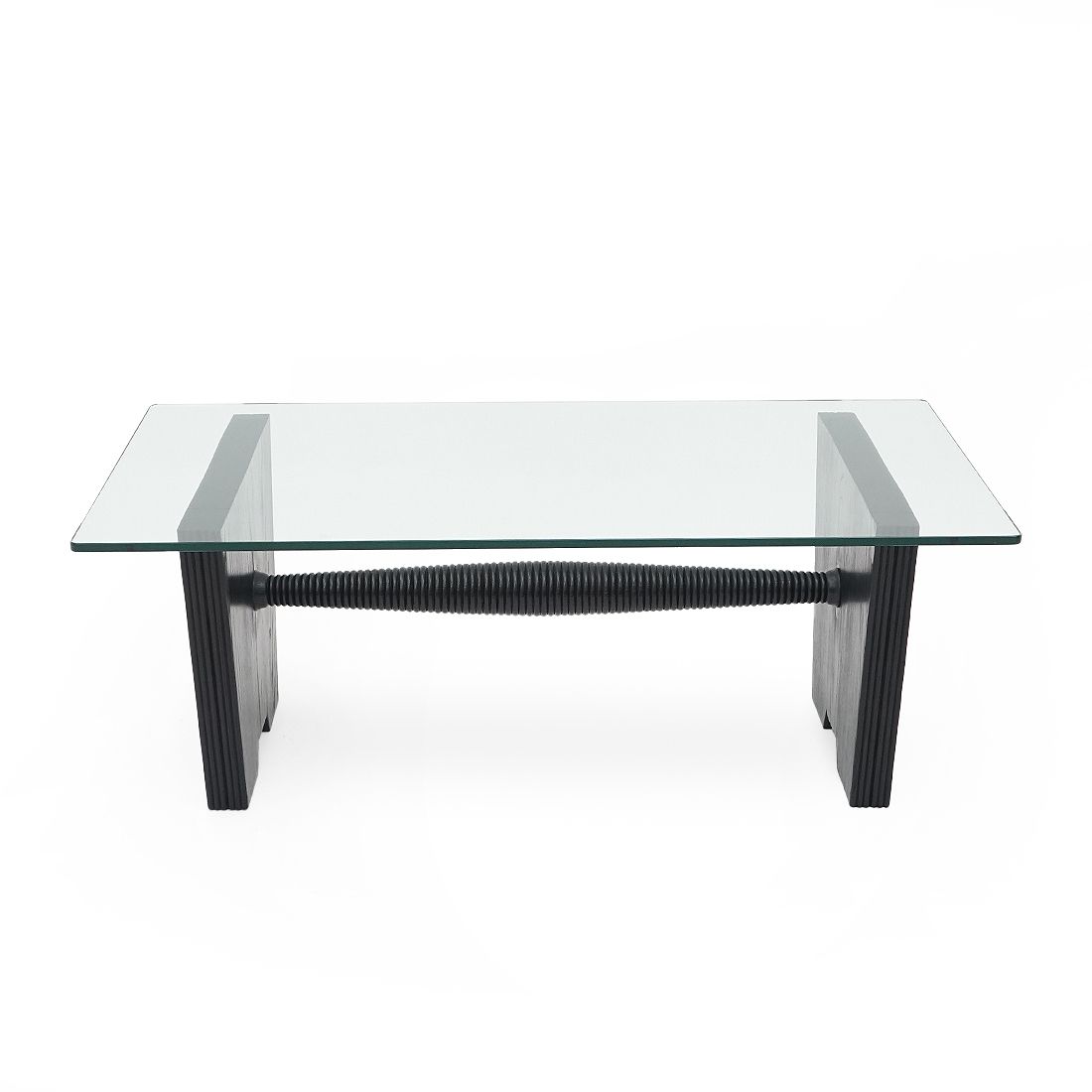 Coffee Table With Glass Top And Black Stained Wood Structure, 1930s photo furniture