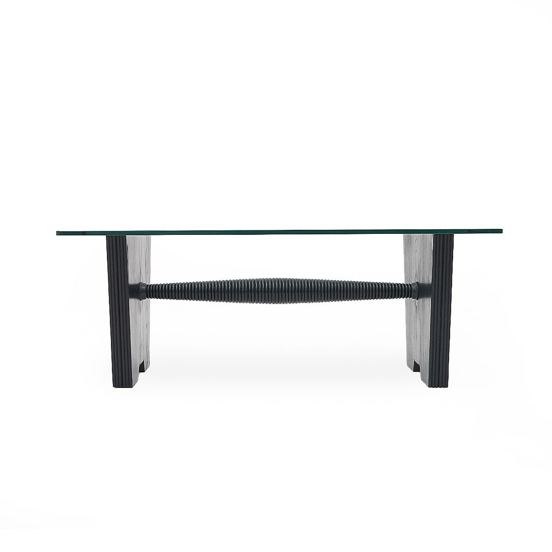 Coffee Table With Glass Top And Black Stained Wood Structure, 1930s photo 2350.0