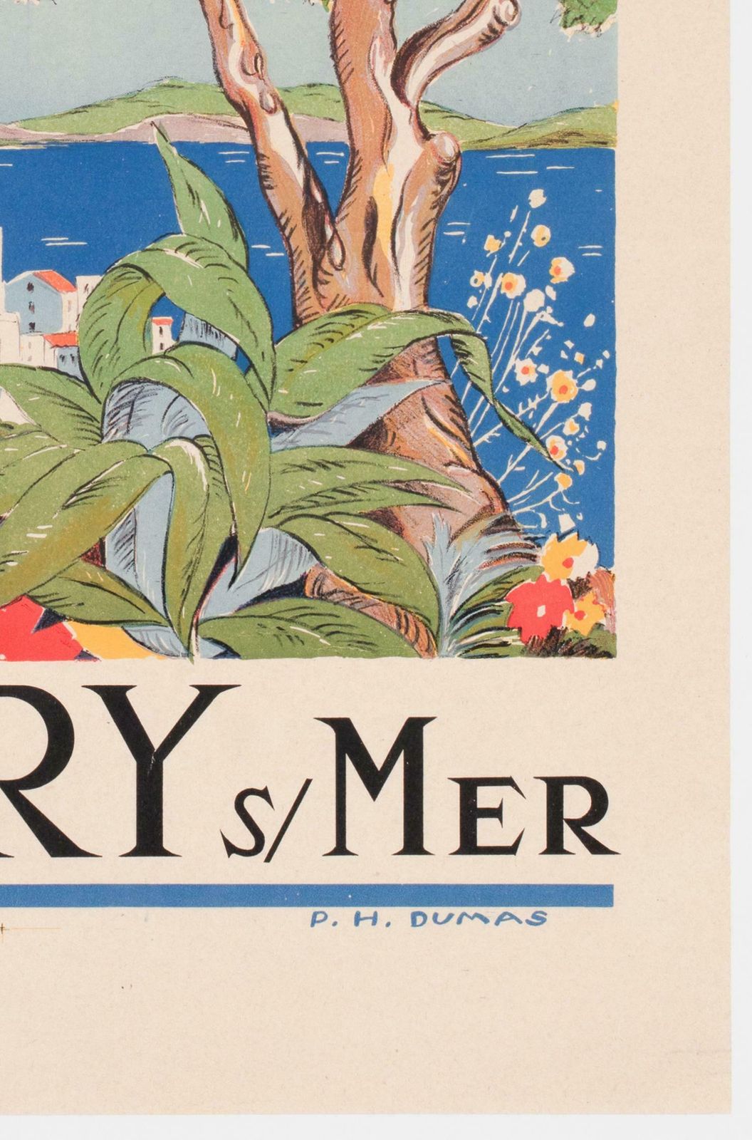 Cote D'azur Sanary Sur Mer 1950s Travel Advertising Poster photo vinterior