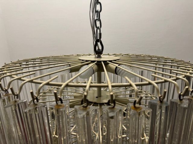 Extra Large Murano Glass Triedri Prism Chandelier 1970’s photo furniture