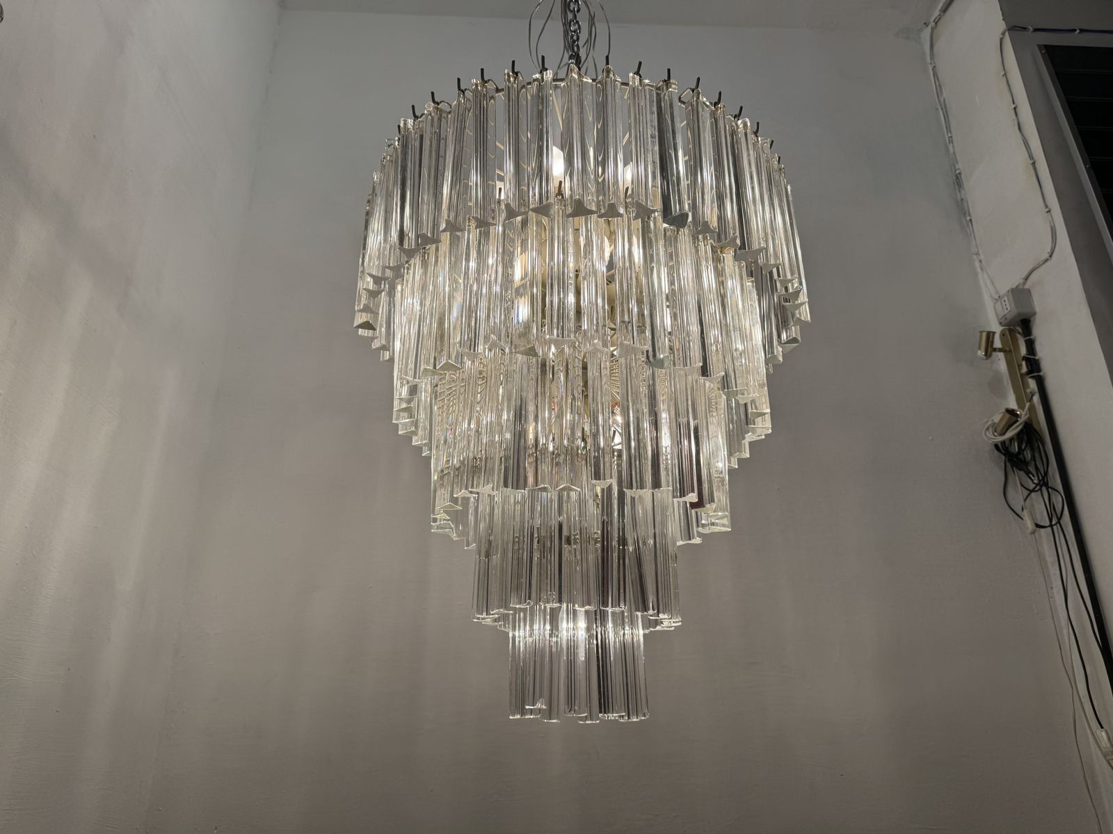 Extra Large Murano Glass Triedri Prism Chandelier 1970’s photo buy