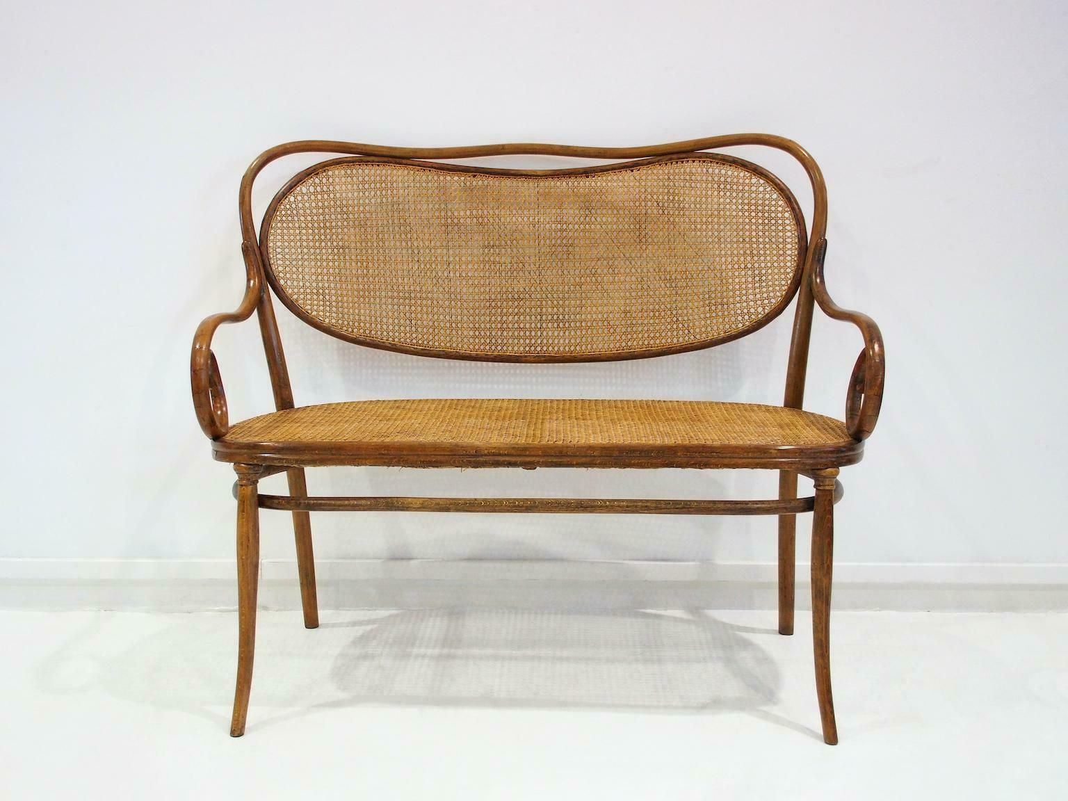Vienna Secessionist Bentwood And Rattan Settee By Thonet Brothers photo furniture