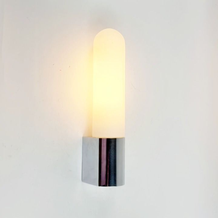 Opal Glass & Chrome Wall Light From Limburg, Germany, 1970s photo vinterior