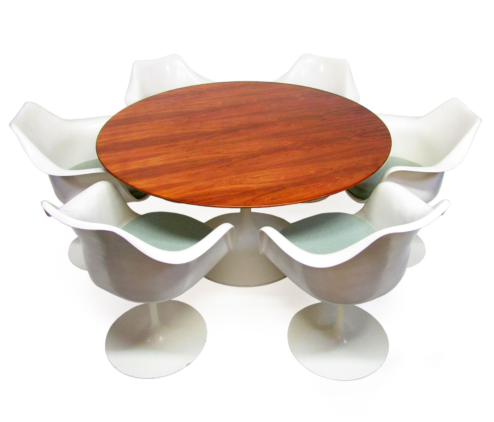 1970s Space Age "Tulip" Dining Table & Six Chairs Set  In Rosewood By Eero Saarinen For Knoll