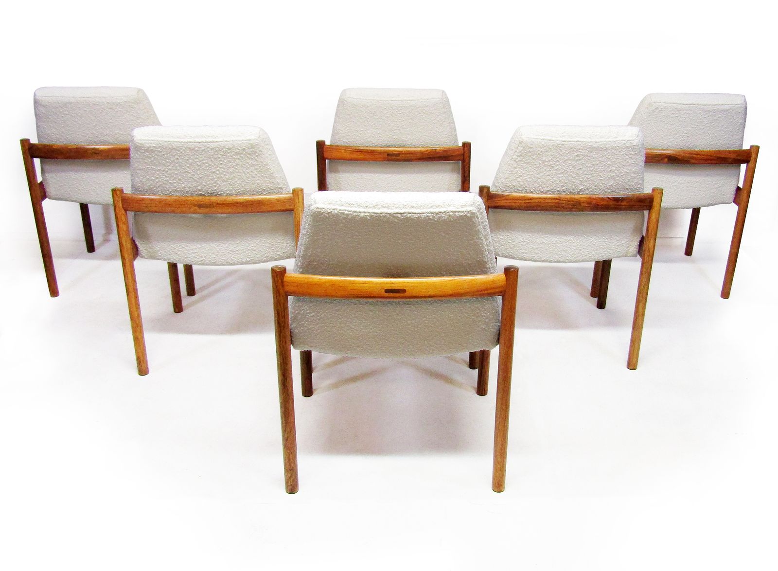 4950.0 Six Dining Chairs In Danish Rosewood And Ivory Bouclé By Sven Ivar Dysthe For Dokka photo