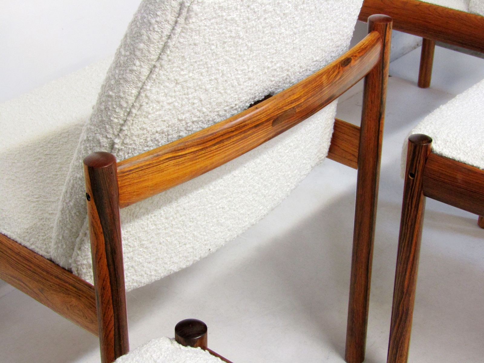 Six Dining Chairs In Danish Rosewood And Ivory Bouclé By Sven Ivar Dysthe For Dokka photo 4950.0